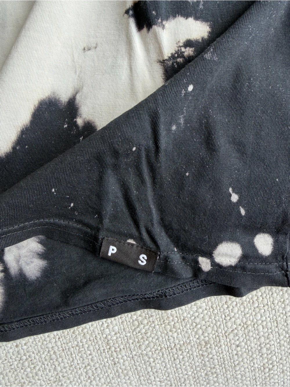 Proenza Schouler Black and White PSWL Bleach Splatter Long-Sleeve T-Shirt - Picture 6 of 8